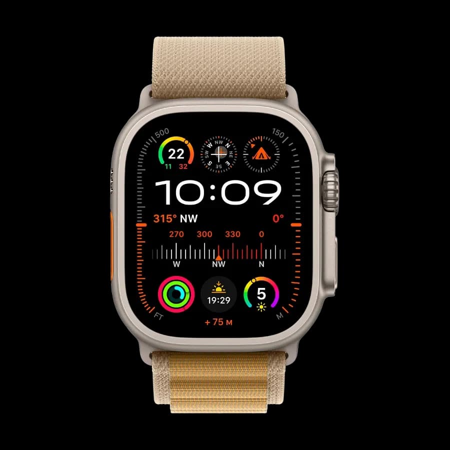 Apple Watch Ultra 2 2024, 49мм, Браслет Alpine "Tan", M, Natural Titanium
