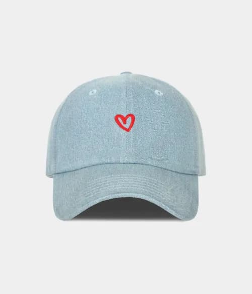 DENIM DRAWN HEART.