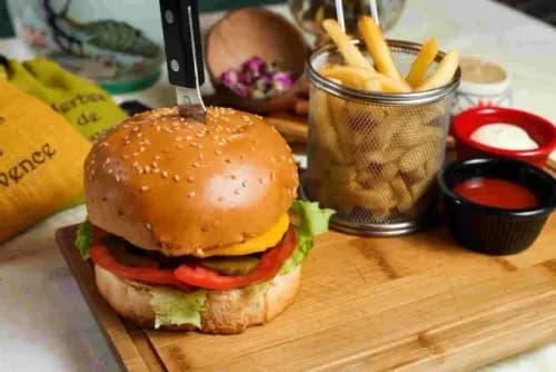 Burger with cheddar cheese